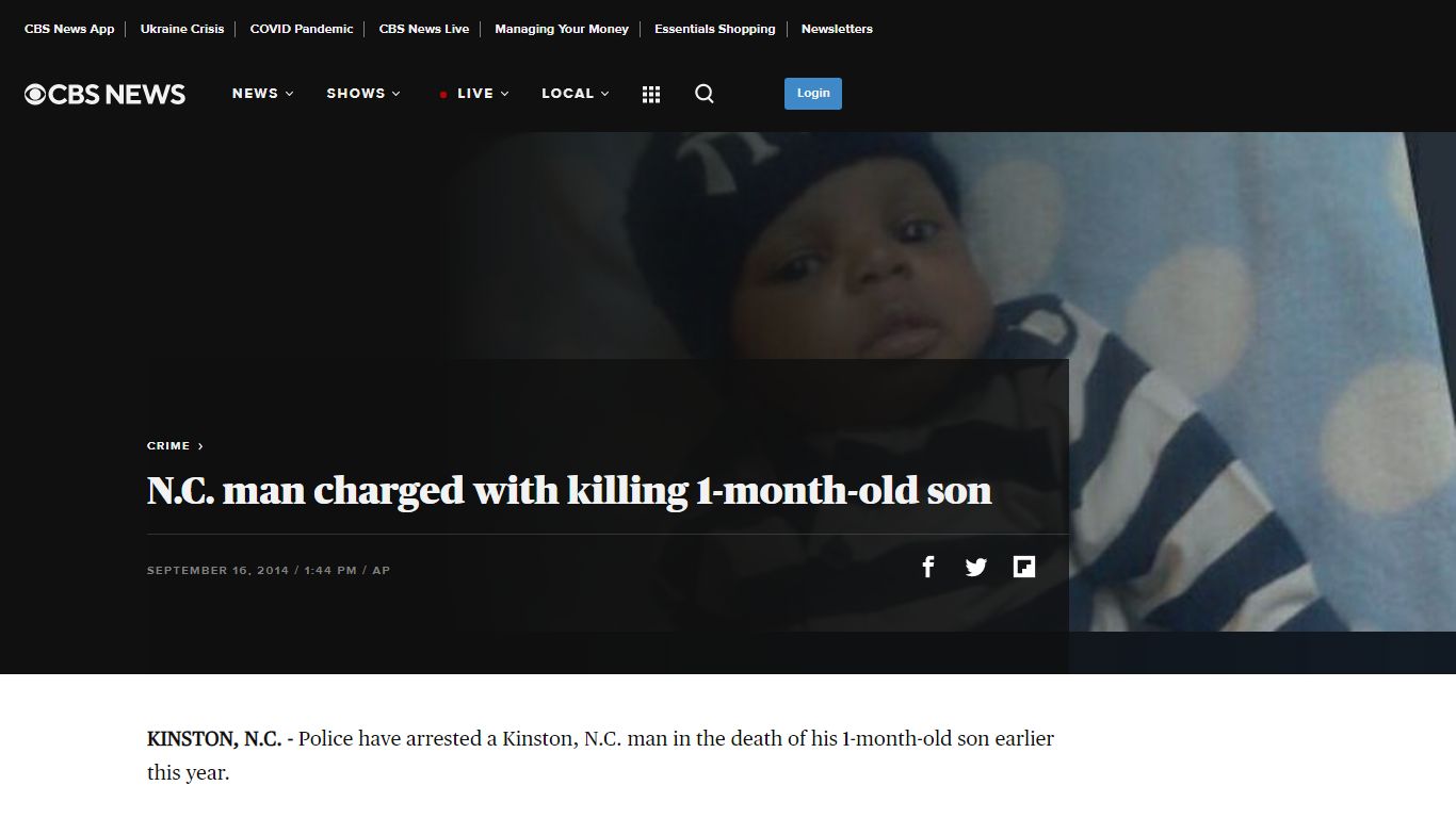 N.C. man charged with killing 1-month-old son - CBS News